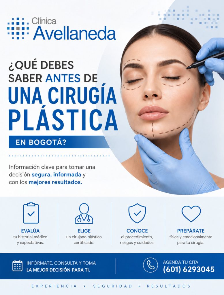 Consulta médica previa a una cirugía plástica en Clínica Avellaneda, Bogotá.